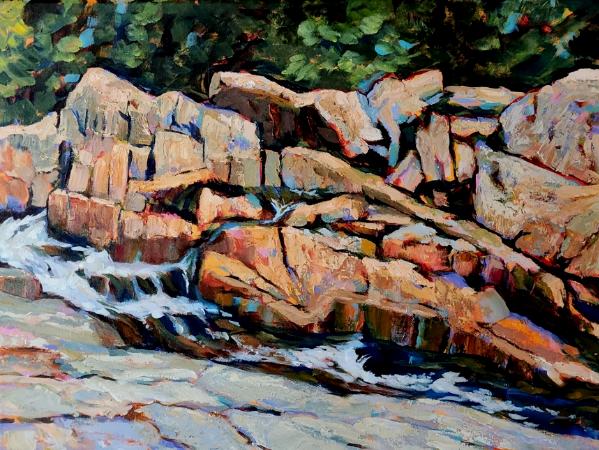 New England waterfall rocky mound